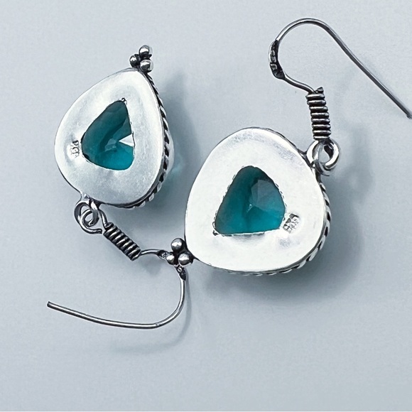 Labradorite and Apatite Necklace and Earrings Silver Set Vintage Style New - Picture 11 of 13